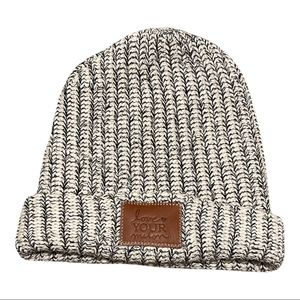 Love your melon 100% cotton beanie cuffed hat black and white knit